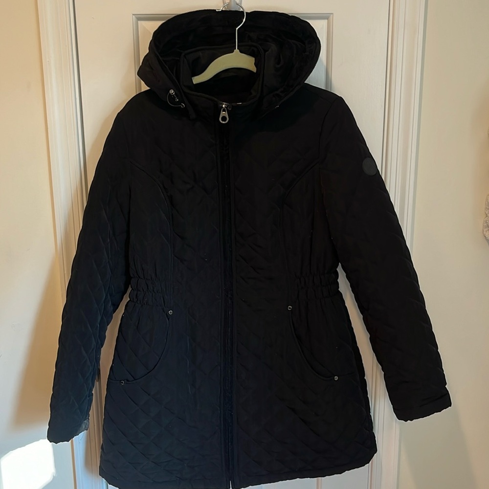 Quilted black coat, medium weight